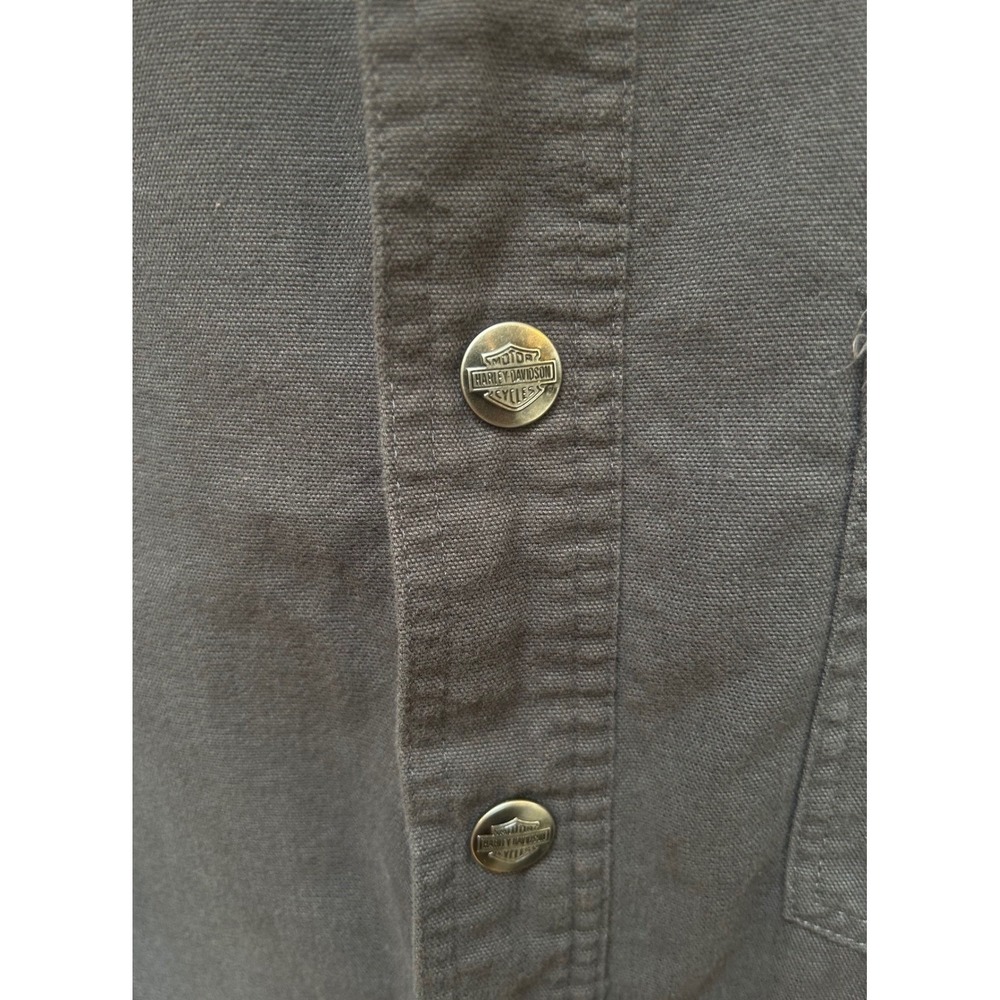 Harley-Davidson Rare 2007 Mens Canvas Flannel Lined Shirt Jacket  Gray‎ Large - Picture 3 of 9